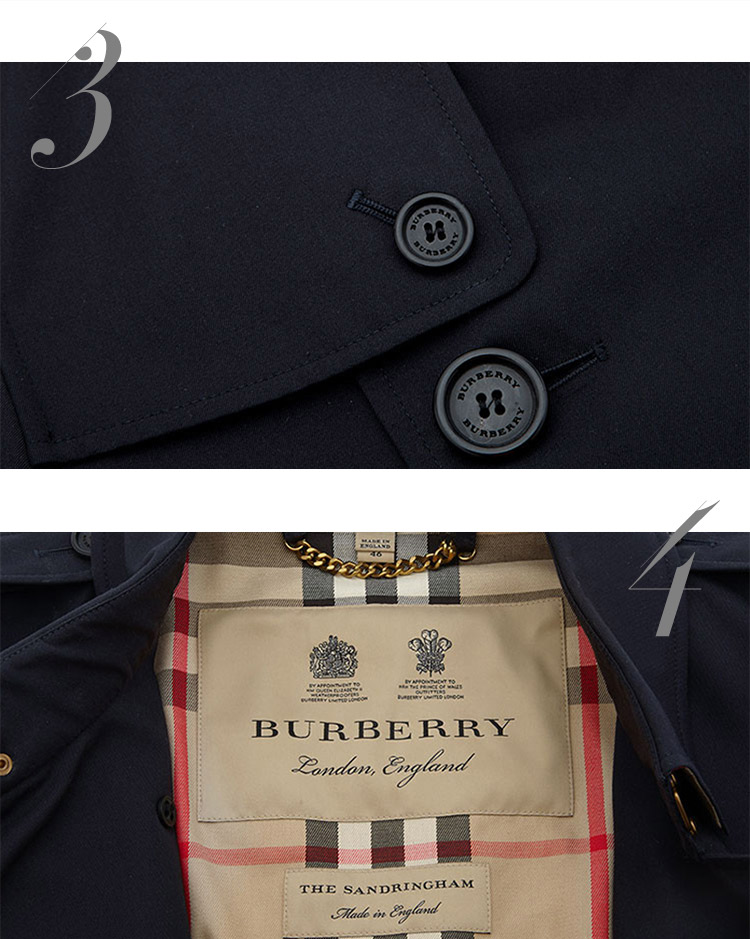 【断码】burberry/博柏利 男士海军蓝桑德林汉姆版 短款 trench 男士