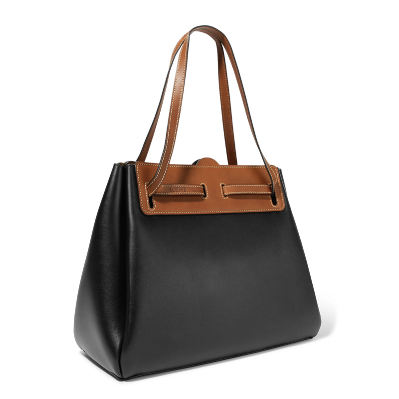 【包邮包税】loewe/罗意威 19春夏秀款lazo女士黑色拼茶色小牛皮手提