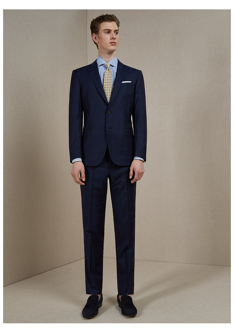 by creations/柏品 cerruti 1881面料150支羊毛格纹商务正装男士西服