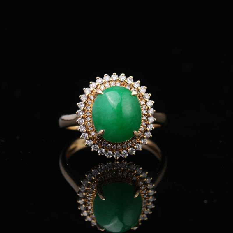 xiurui/琇瑞    18k金镶嵌钻石辣绿翡翠戒指指环