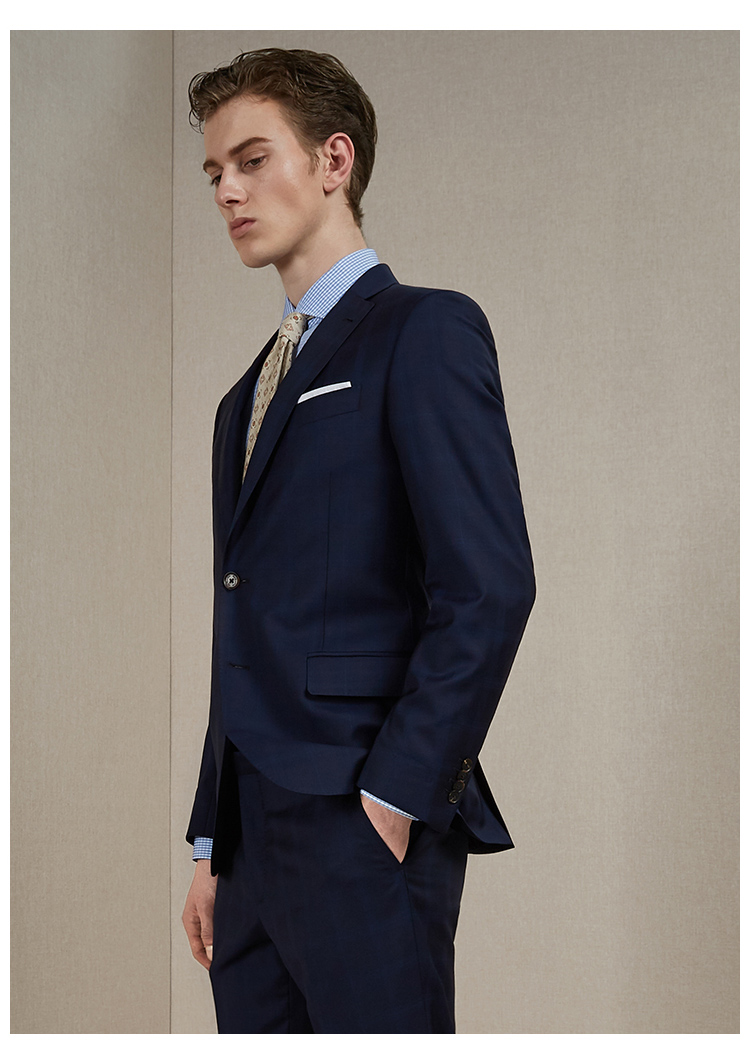 by creations/柏品 cerruti 1881面料150支羊毛格纹商务正装男士西服