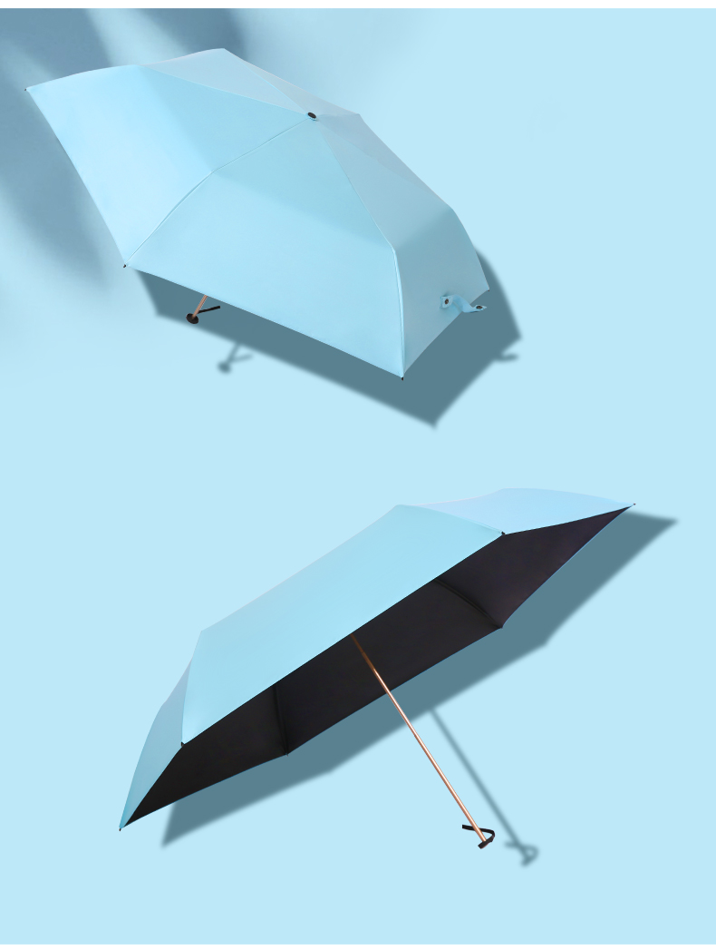 miss rain/miss rain 夏季超轻小太阳伞防晒三折伞黑胶防紫外线遮阳伞