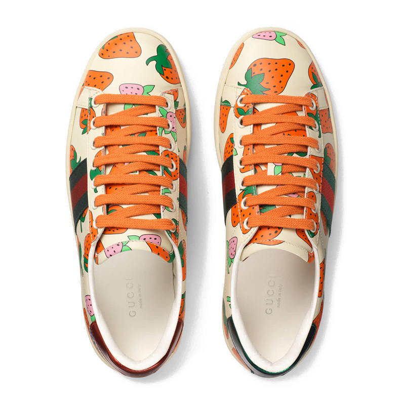 gucci/古驰 19春夏女士新款gucci草莓印花设计休闲运动鞋 387993 08