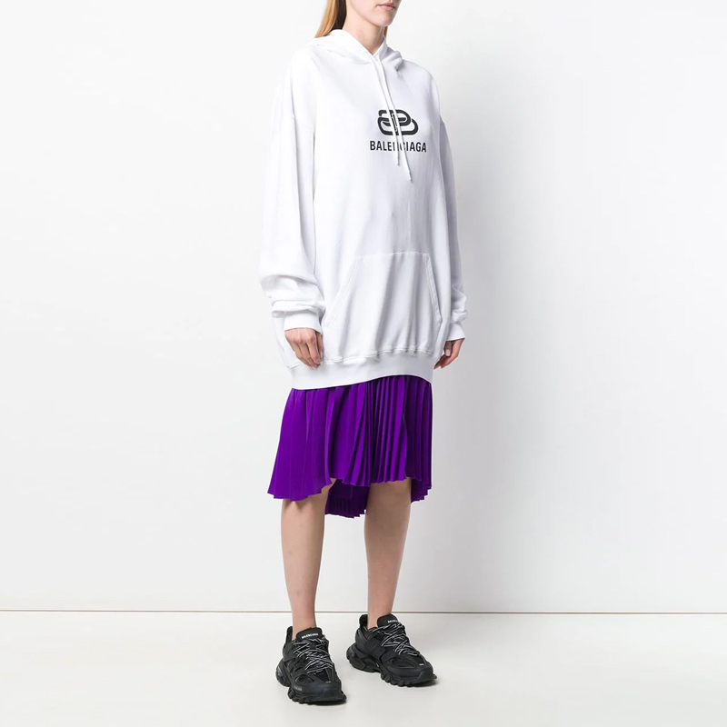 【19年秋冬】balenciaga/巴黎世家 女士白色连帽套头卫衣 578135/tev